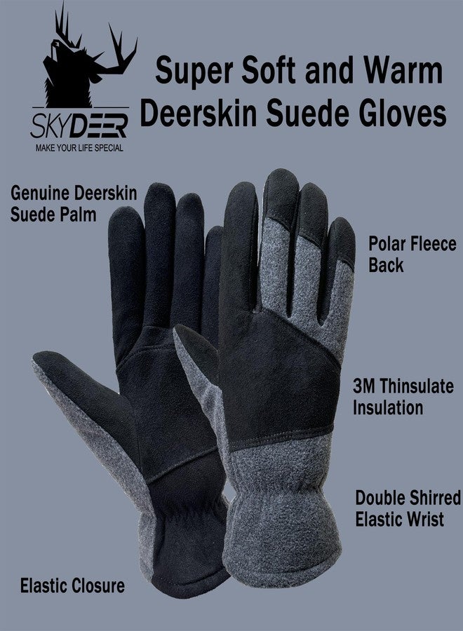 SKYDEER Winter Gloves with Soft Deerskin Suede Leather For Men Cold Weather Work (SD5176T/XL, Warm 3M Thinsulate Insulation) - Image 3